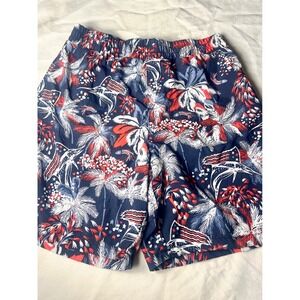 Columbia PFG Boys Shorts M 10/12 Collegiate Navy Firework Fishing Americana